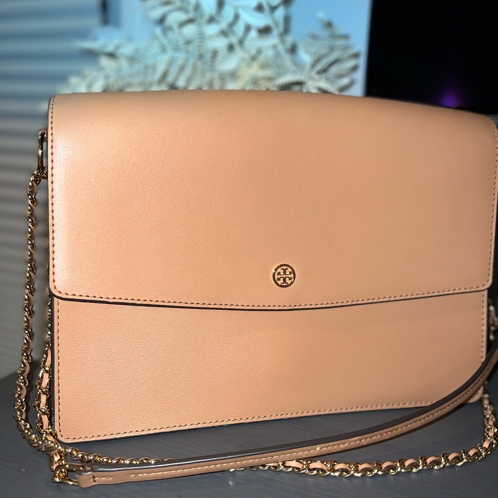 Tan Classic Leather Tory Burch shoulder / cross body bag